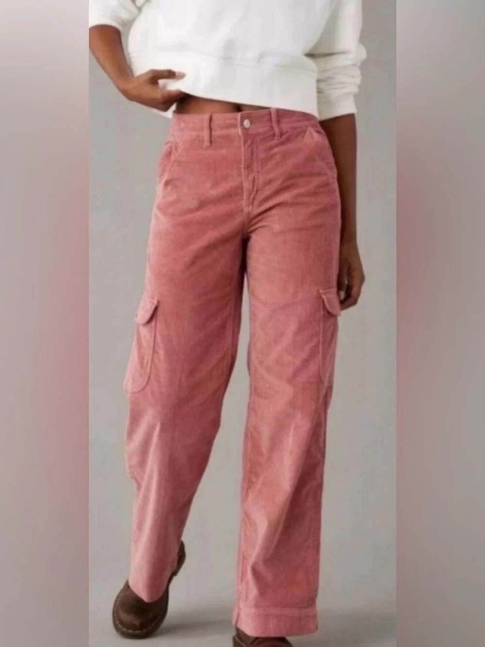 American Eagle Super High-Rise Baggy Wide Leg Cargo Corduroy Pants Size 6